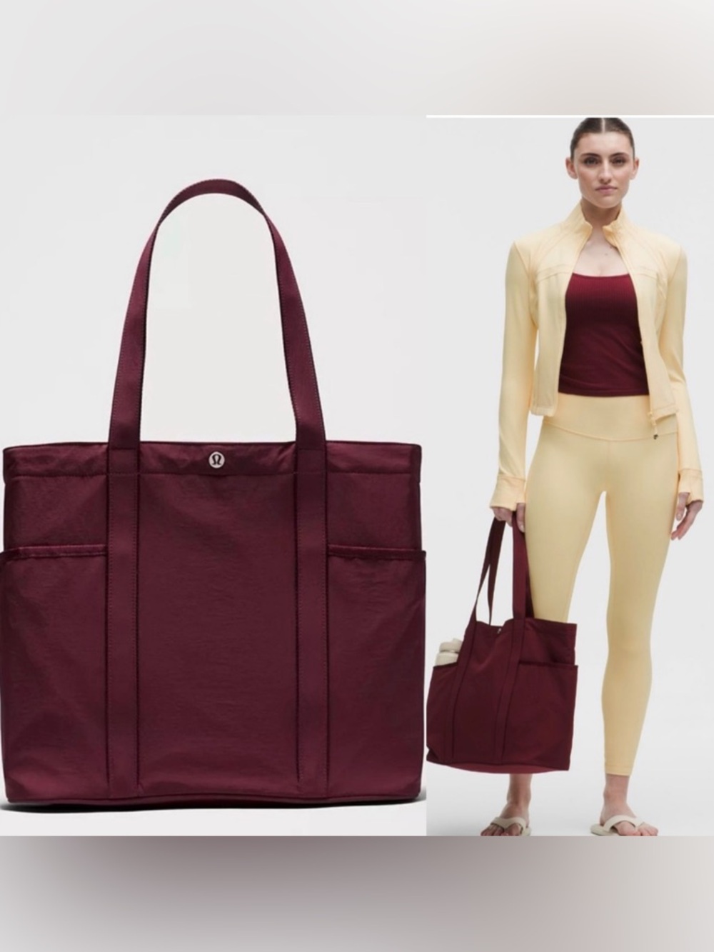 NWT Lululemon Daily Multi Pocket Tote Bag 20L BurgundyBay